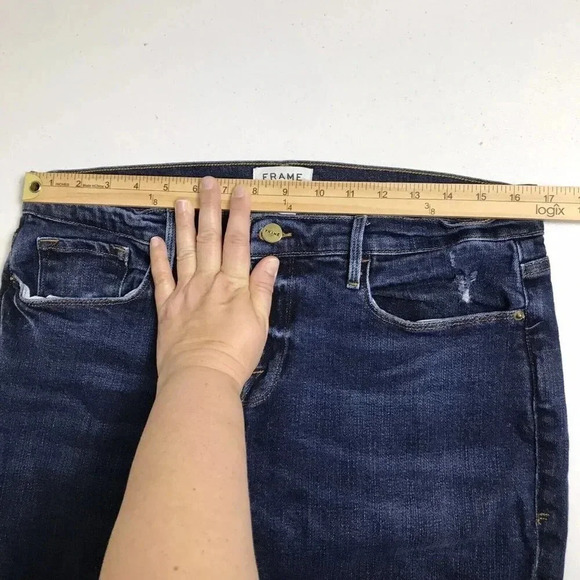 FRAME Le Garcon Size 31 Ankle Slim Boyfriend Jeans Mid Rise Distressed Crop - Picture 9 of 16